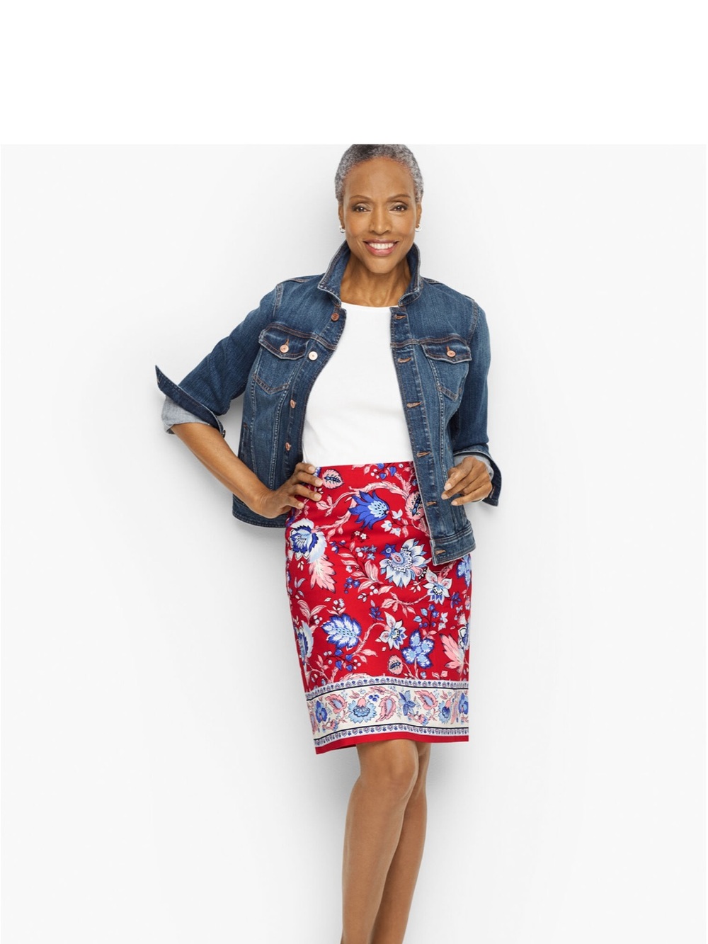 Talbots Canvas A Line Skirt Climbing Floral Women’s Size 4 Above The Knee
